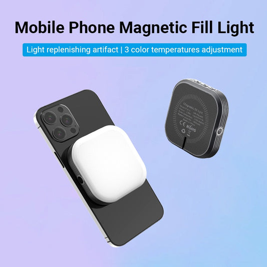 LIEQI Luz de relleno LED magnética para selfies, compatible con iPhone, Android, iPad, laptop/fotografía/TikTok/videoconferencia