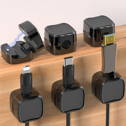 Organizador Clips de Cable magnéticos para teléfono, soporte de Cable ajustable para cualquier lugar